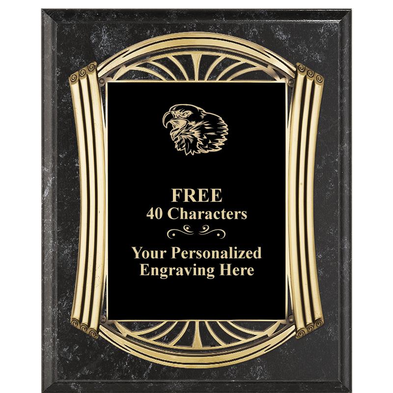 10.5X13 ROMAN BK MRBL W GLD PQ