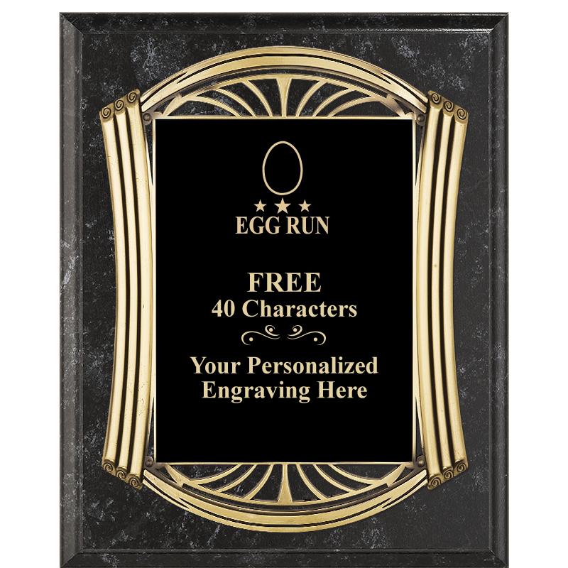 10.5X13 ROMAN BK MRBL W GLD PQ