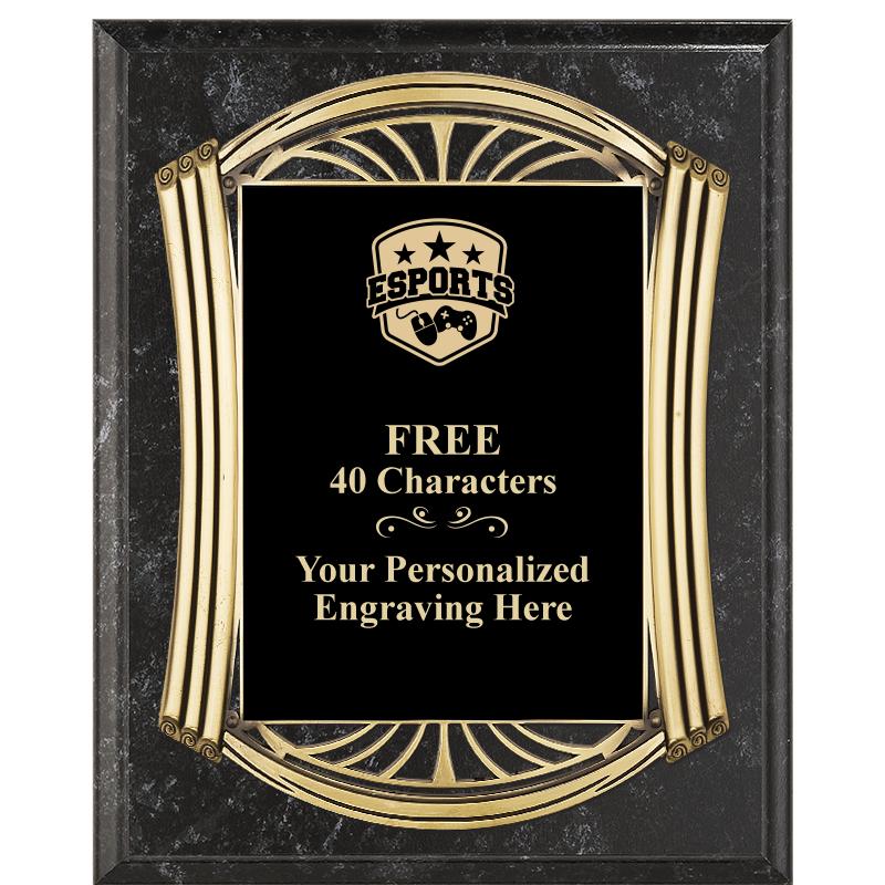 10.5X13 ROMAN BK MRBL W GLD PQ