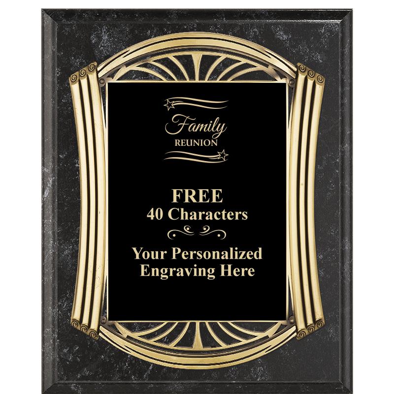 10.5X13 ROMAN BK MRBL W GLD PQ