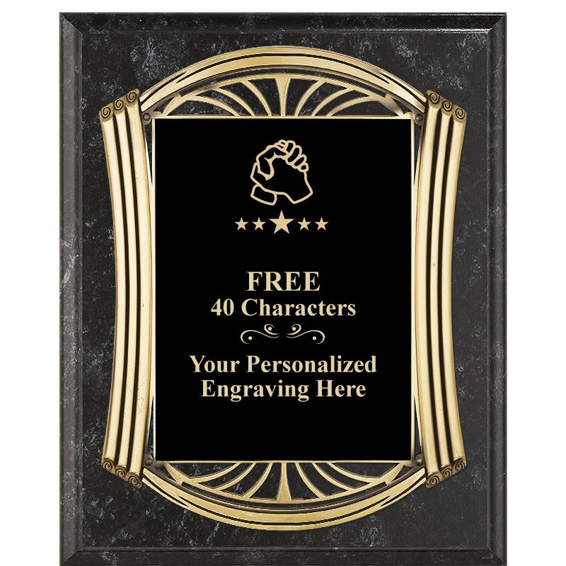 10.5X13 ROMAN BK MRBL W GLD PQ