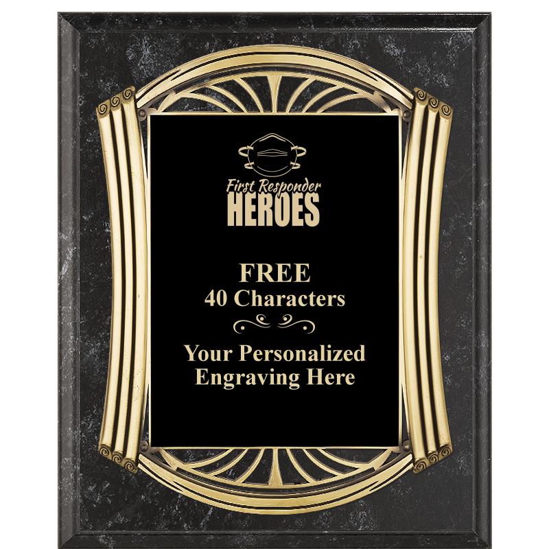 10.5X13 ROMAN BK MRBL W GLD PQ