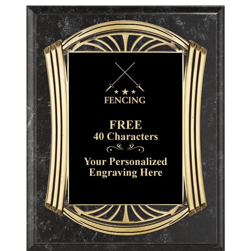 10.5X13 ROMAN BK MRBL W GLD PQ