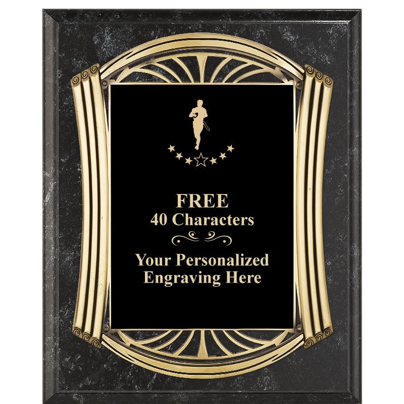 10.5X13 ROMAN BK MRBL W GLD PQ