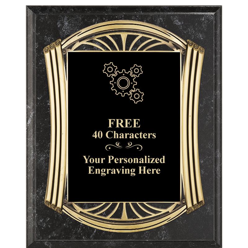 10.5X13 ROMAN BK MRBL W GLD PQ