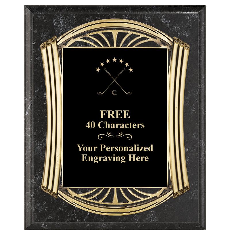 10.5X13 ROMAN BK MRBL W GLD PQ