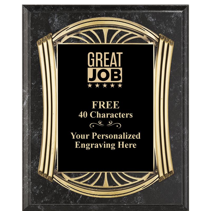 10.5X13 ROMAN BK MRBL W GLD PQ