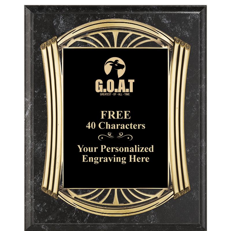 10.5X13 ROMAN BK MRBL W GLD PQ