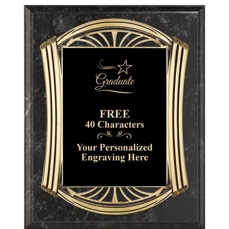 10.5X13 ROMAN BK MRBL W GLD PQ