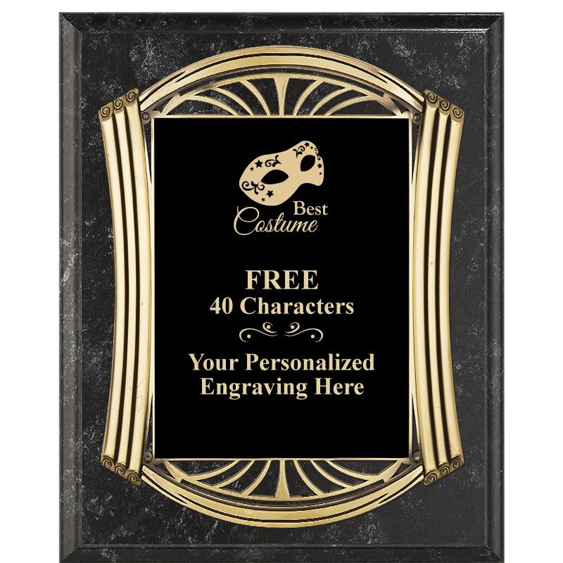 10.5X13 ROMAN BK MRBL W GLD PQ