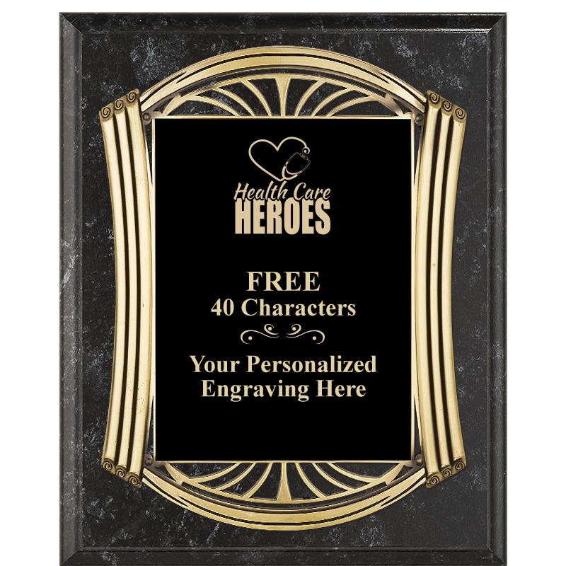 10.5X13 ROMAN BK MRBL W GLD PQ