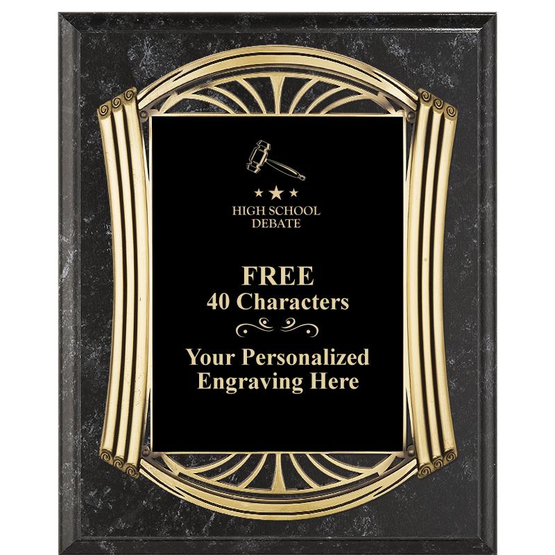 10.5X13 ROMAN BK MRBL W GLD PQ