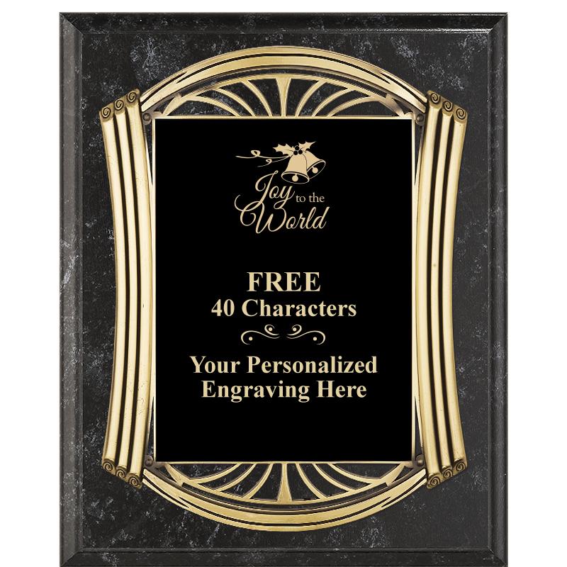 10.5X13 ROMAN BK MRBL W GLD PQ