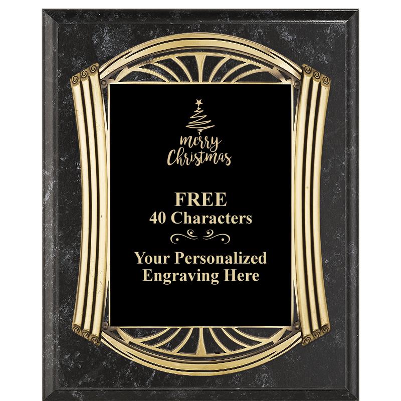 10.5X13 ROMAN BK MRBL W GLD PQ