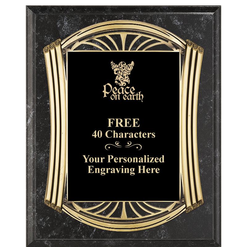 10.5X13 ROMAN BK MRBL W GLD PQ