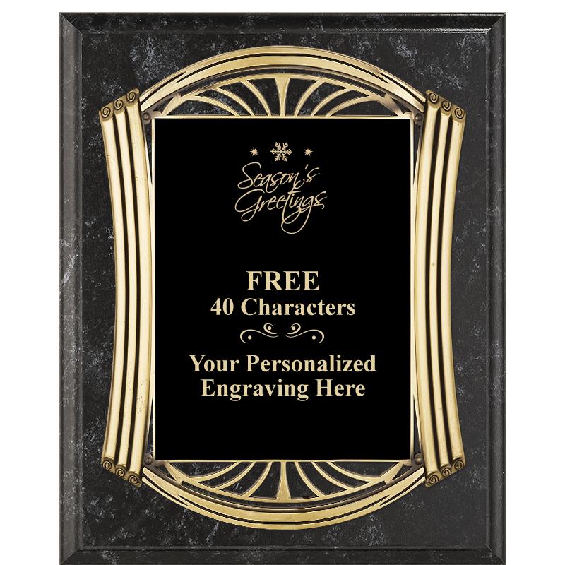 10.5X13 ROMAN BK MRBL W GLD PQ