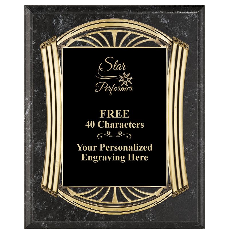 10.5X13 ROMAN BK MRBL W GLD PQ