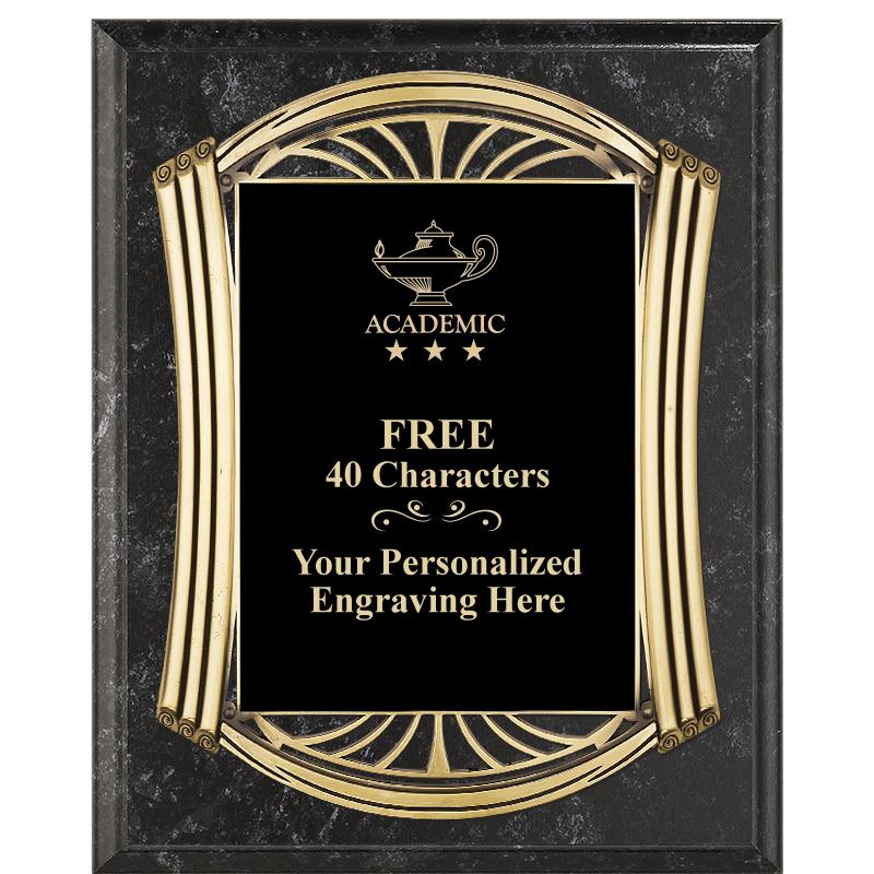 10.5X13 ROMAN BK MRBL W GLD PQ