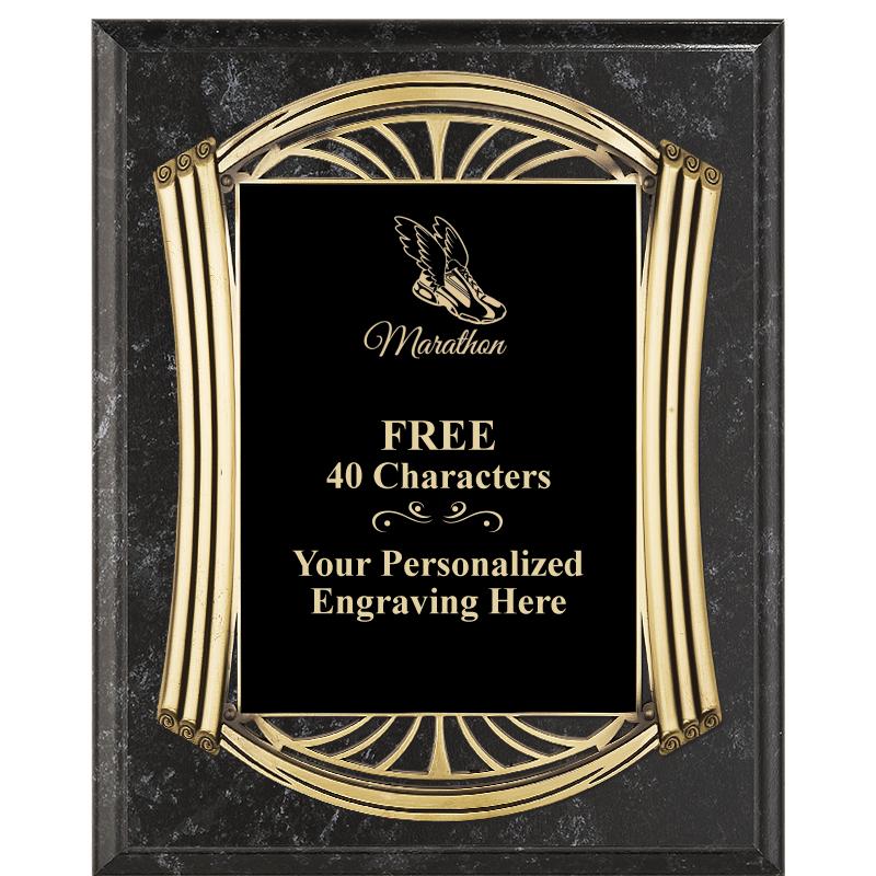 10.5X13 ROMAN BK MRBL W GLD PQ