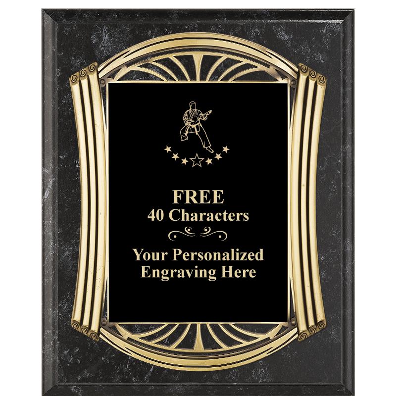 10.5X13 ROMAN BK MRBL W GLD PQ