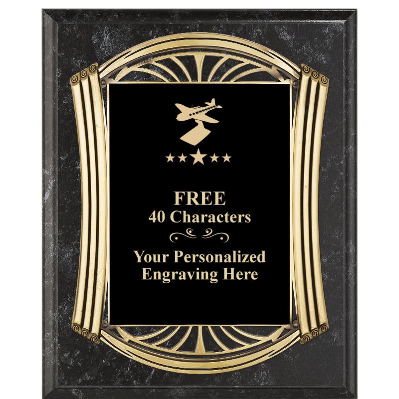 10.5X13 ROMAN BK MRBL W GLD PQ