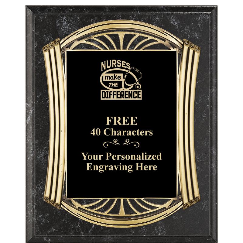 10.5X13 ROMAN BK MRBL W GLD PQ