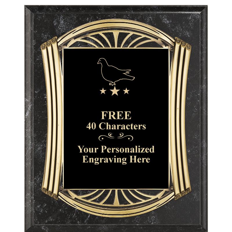 10.5X13 ROMAN BK MRBL W GLD PQ