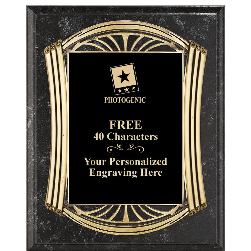 10.5X13 ROMAN BK MRBL W GLD PQ