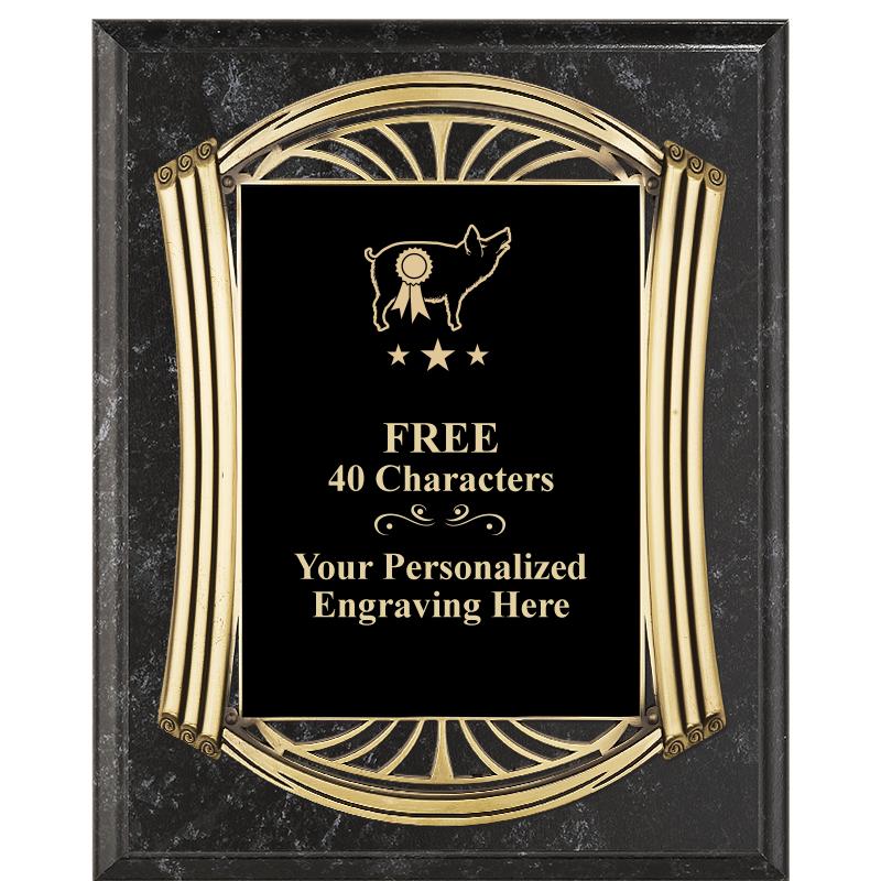 10.5X13 ROMAN BK MRBL W GLD PQ