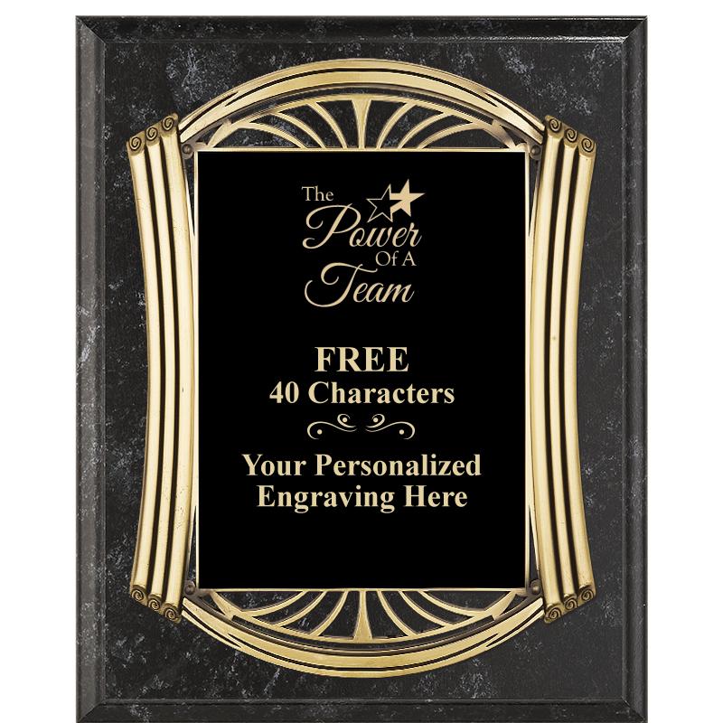 10.5X13 ROMAN BK MRBL W GLD PQ