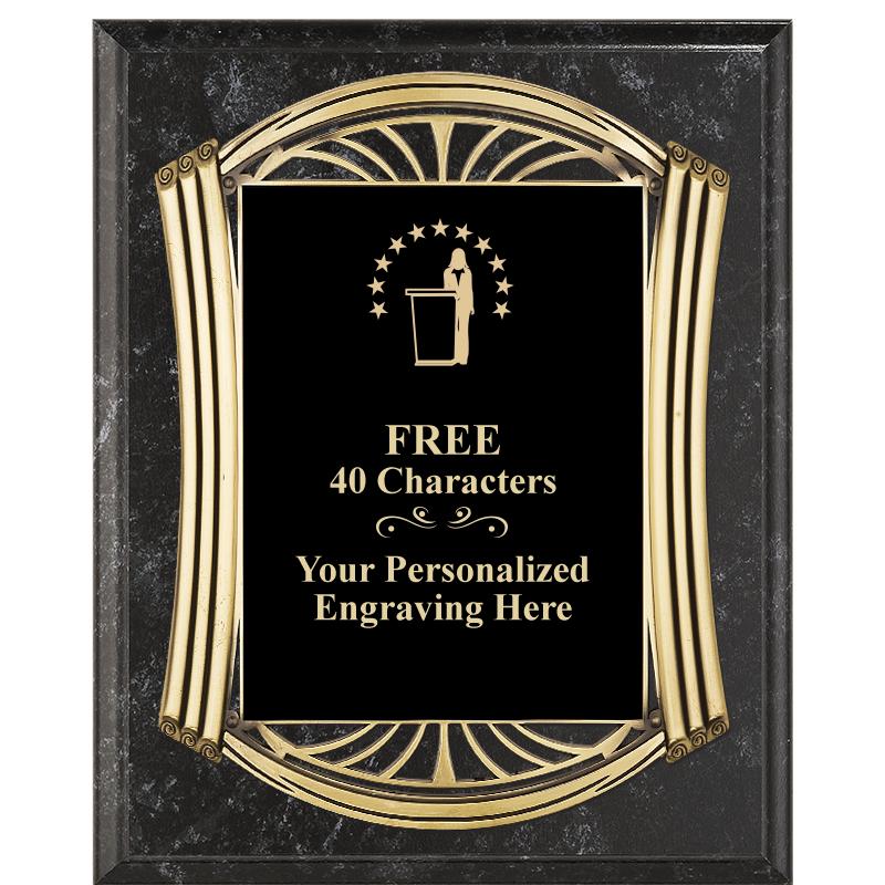 10.5X13 ROMAN BK MRBL W GLD PQ