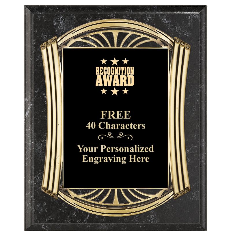 10.5X13 ROMAN BK MRBL W GLD PQ