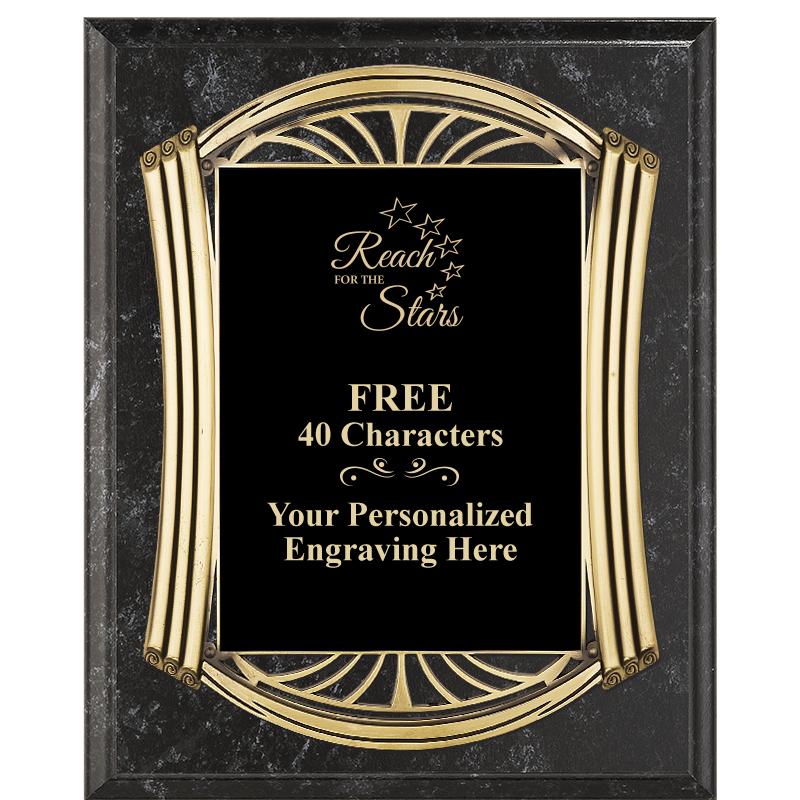 10.5X13 ROMAN BK MRBL W GLD PQ