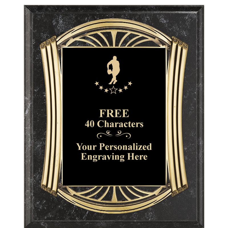 10.5X13 ROMAN BK MRBL W GLD PQ