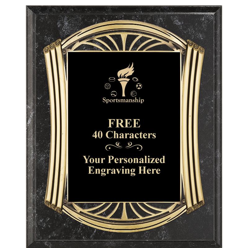 10.5X13 ROMAN BK MRBL W GLD PQ