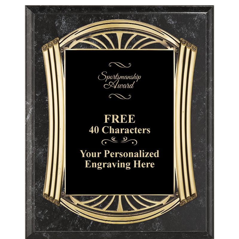 10.5X13 ROMAN BK MRBL W GLD PQ