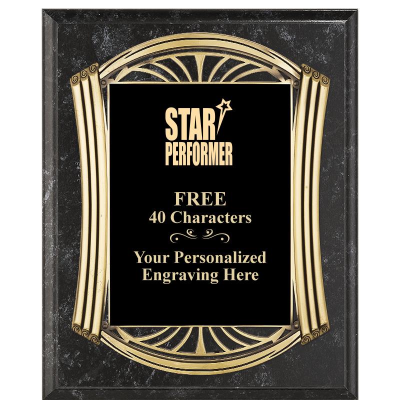 10.5X13 ROMAN BK MRBL W GLD PQ