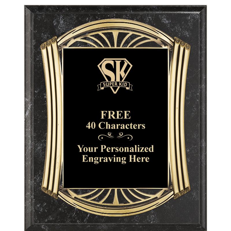 10.5X13 ROMAN BK MRBL W GLD PQ