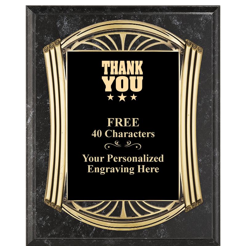 10.5X13 ROMAN BK MRBL W GLD PQ