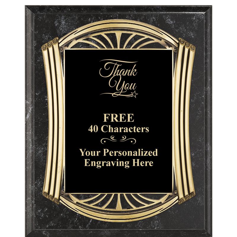 10.5X13 ROMAN BK MRBL W GLD PQ