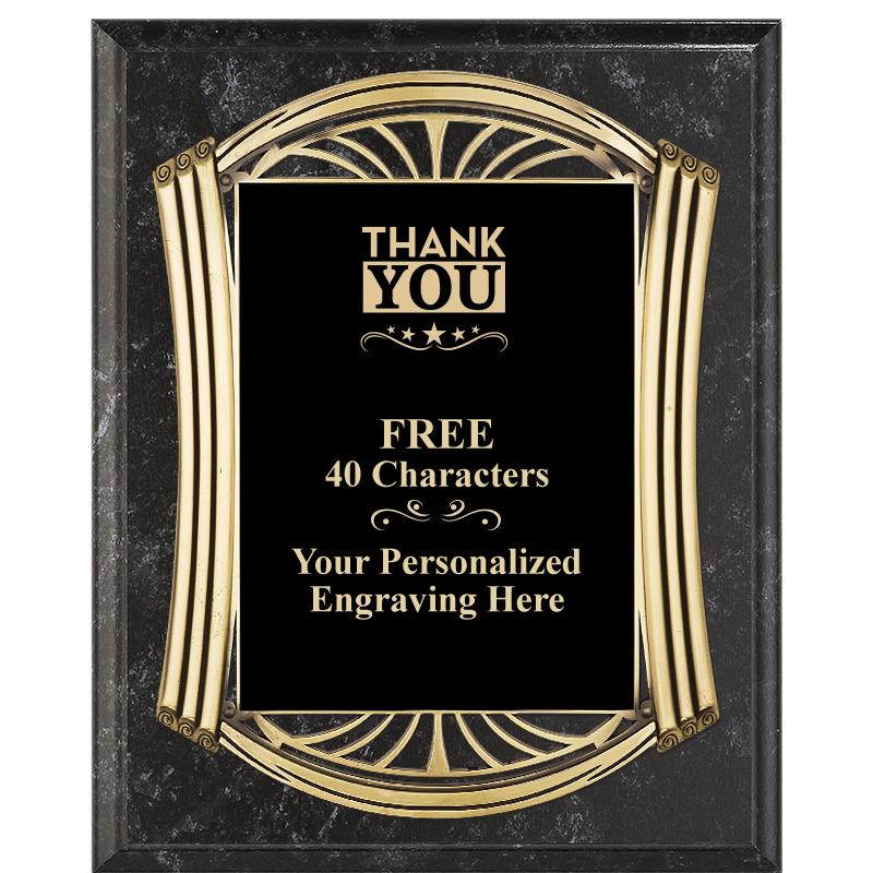 10.5X13 ROMAN BK MRBL W GLD PQ