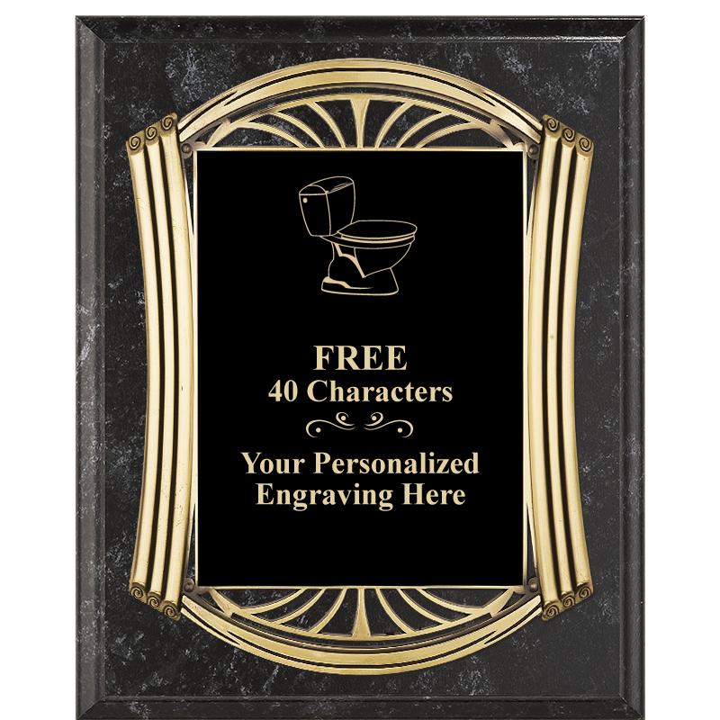 10.5X13 ROMAN BK MRBL W GLD PQ