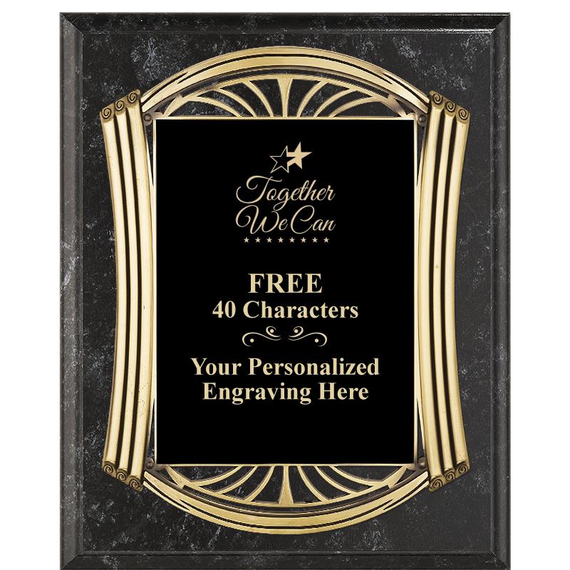 10.5X13 ROMAN BK MRBL W GLD PQ