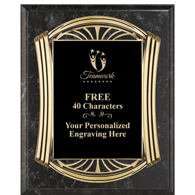 10.5X13 ROMAN BK MRBL W GLD PQ