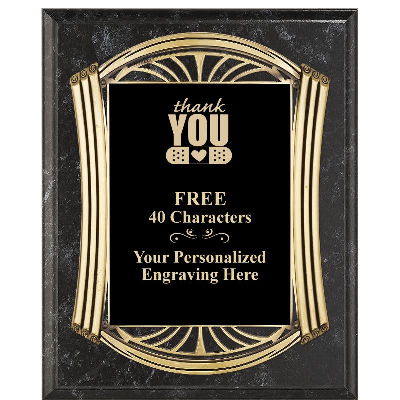 10.5X13 ROMAN BK MRBL W GLD PQ