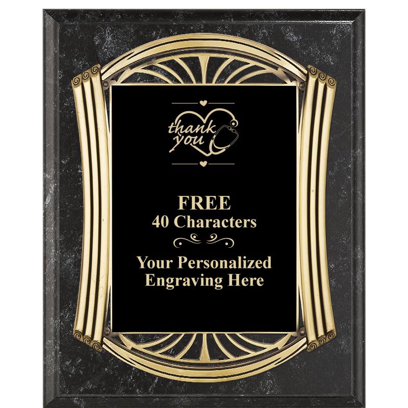 10.5X13 ROMAN BK MRBL W GLD PQ