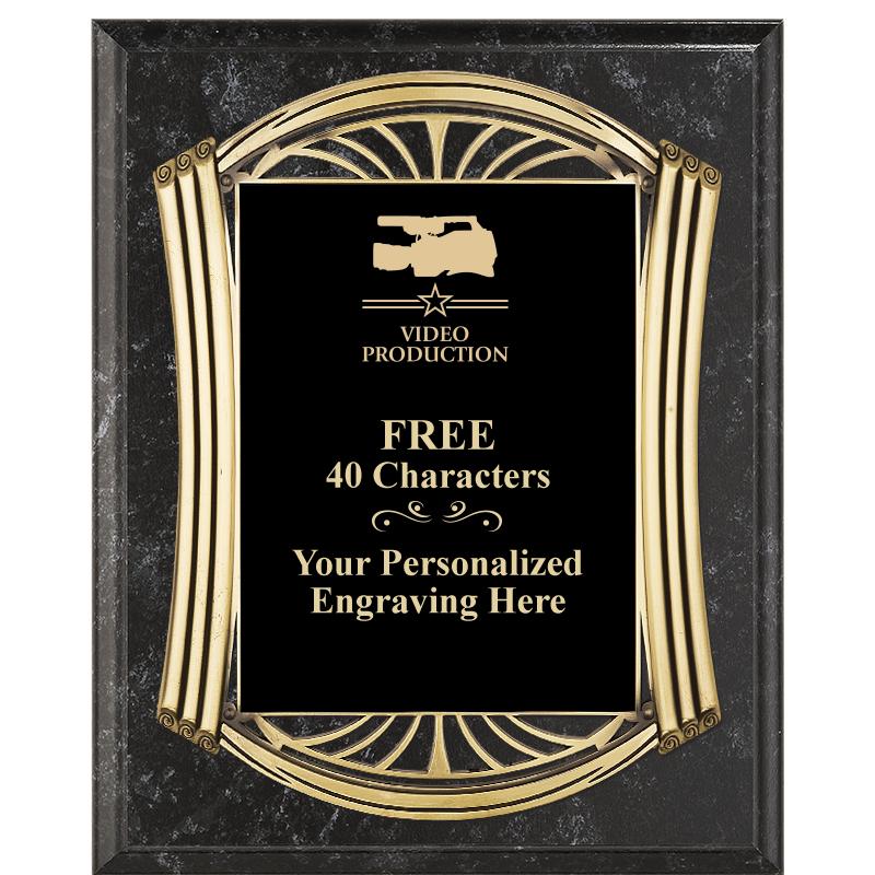 10.5X13 ROMAN BK MRBL W GLD PQ