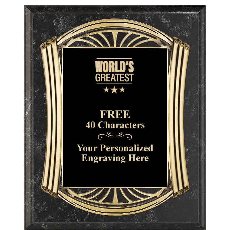 10.5X13 ROMAN BK MRBL W GLD PQ