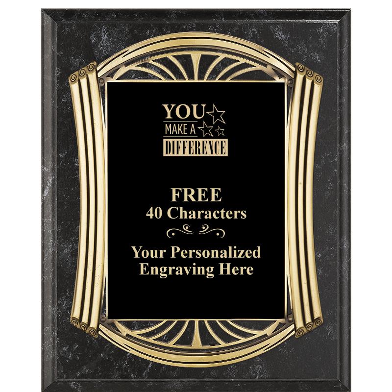 10.5X13 ROMAN BK MRBL W GLD PQ