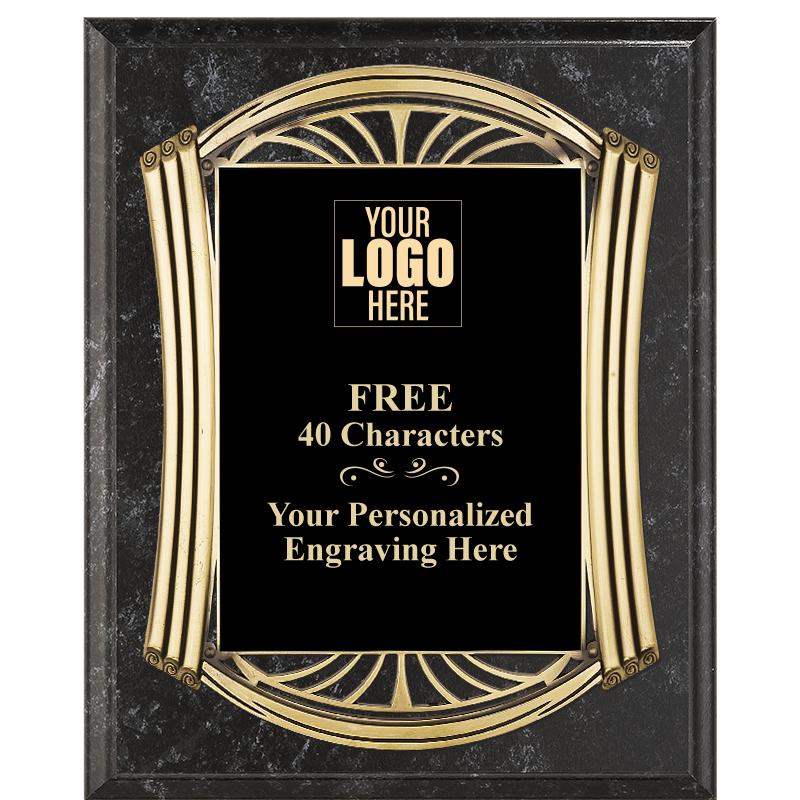 10.5X13 ROMAN BK MRBL W GLD PQ